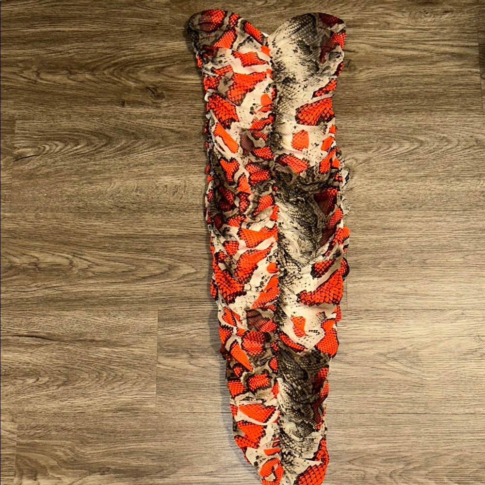 Orange and Brown Snake Print Dress